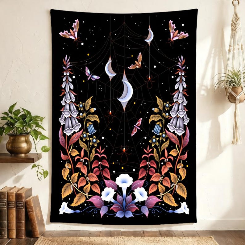 Gothic Spider Web Tapestry Cre - огляд і ціна Spider Plant Hanging